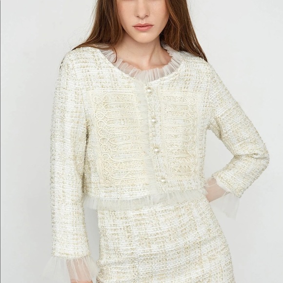 White beige lace blazer - Picture 3 of 6